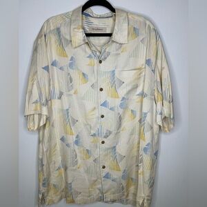 Tommy Bahama Size XL Men’s Silk Graphics Button Shirt Floral Palm Trees